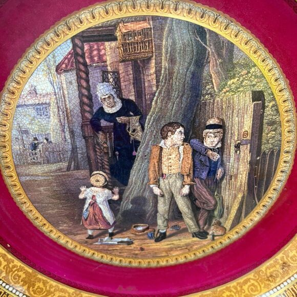 The Bully by W. Mulready Signed handle Plate Unique Rare Vtg center piece - Picture 7 of 11